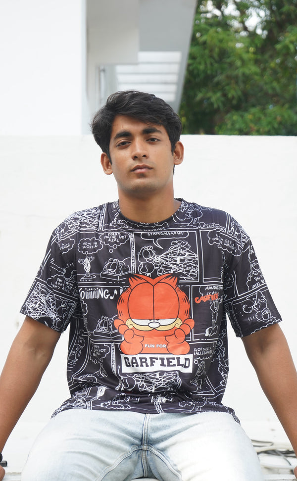 Garfield black t shirt (free size)