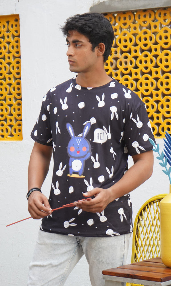 Black bunny t shirt (free size)